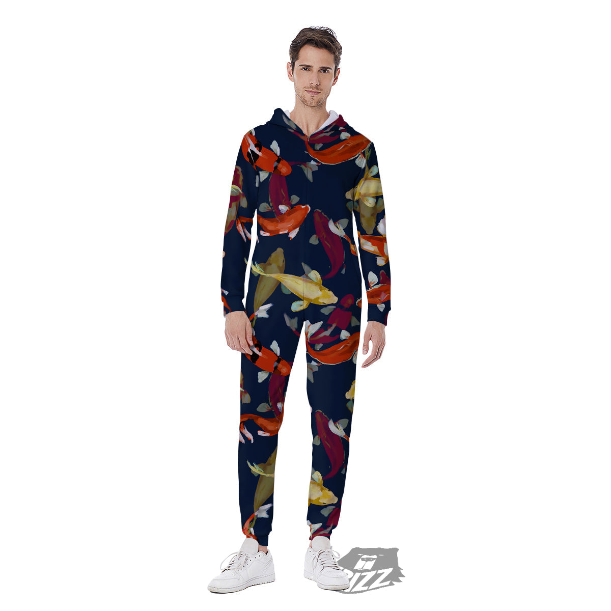 Carp Fish Koi Watercolor Print Pattern Men's Jumpsuit-grizzshop