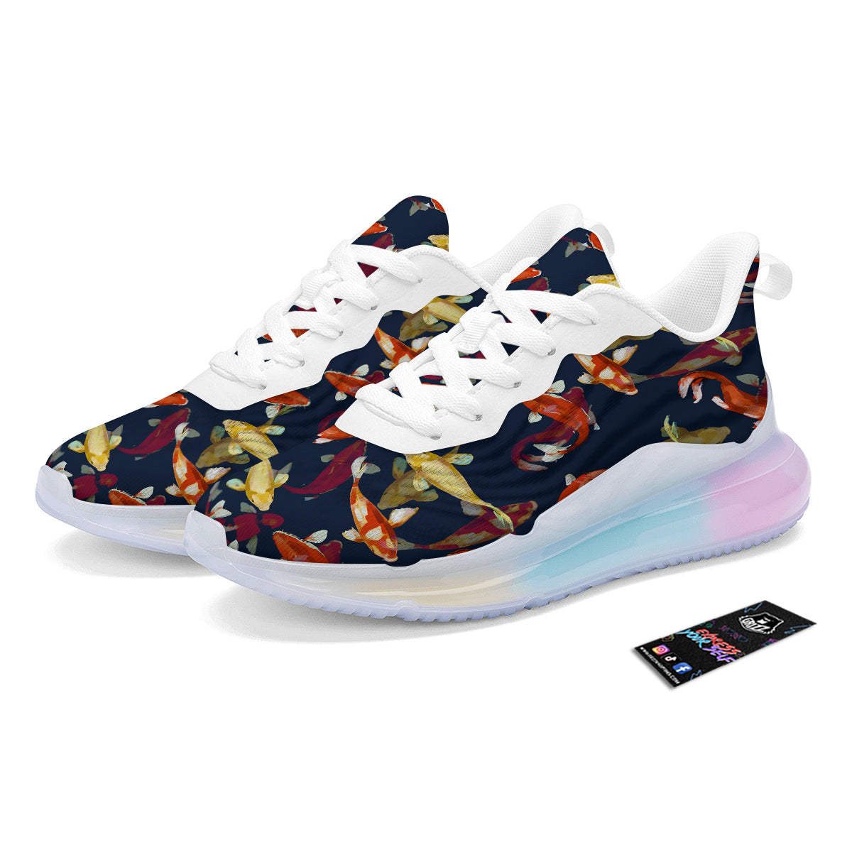 Carp Fish Koi Watercolor Print Pattern Running Sneakers-grizzshop