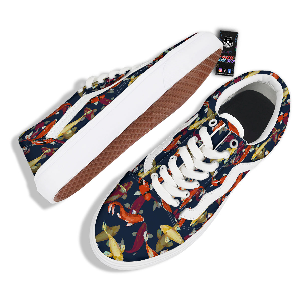 Carp Fish Koi Watercolor Print Pattern Skate Shoes-grizzshop
