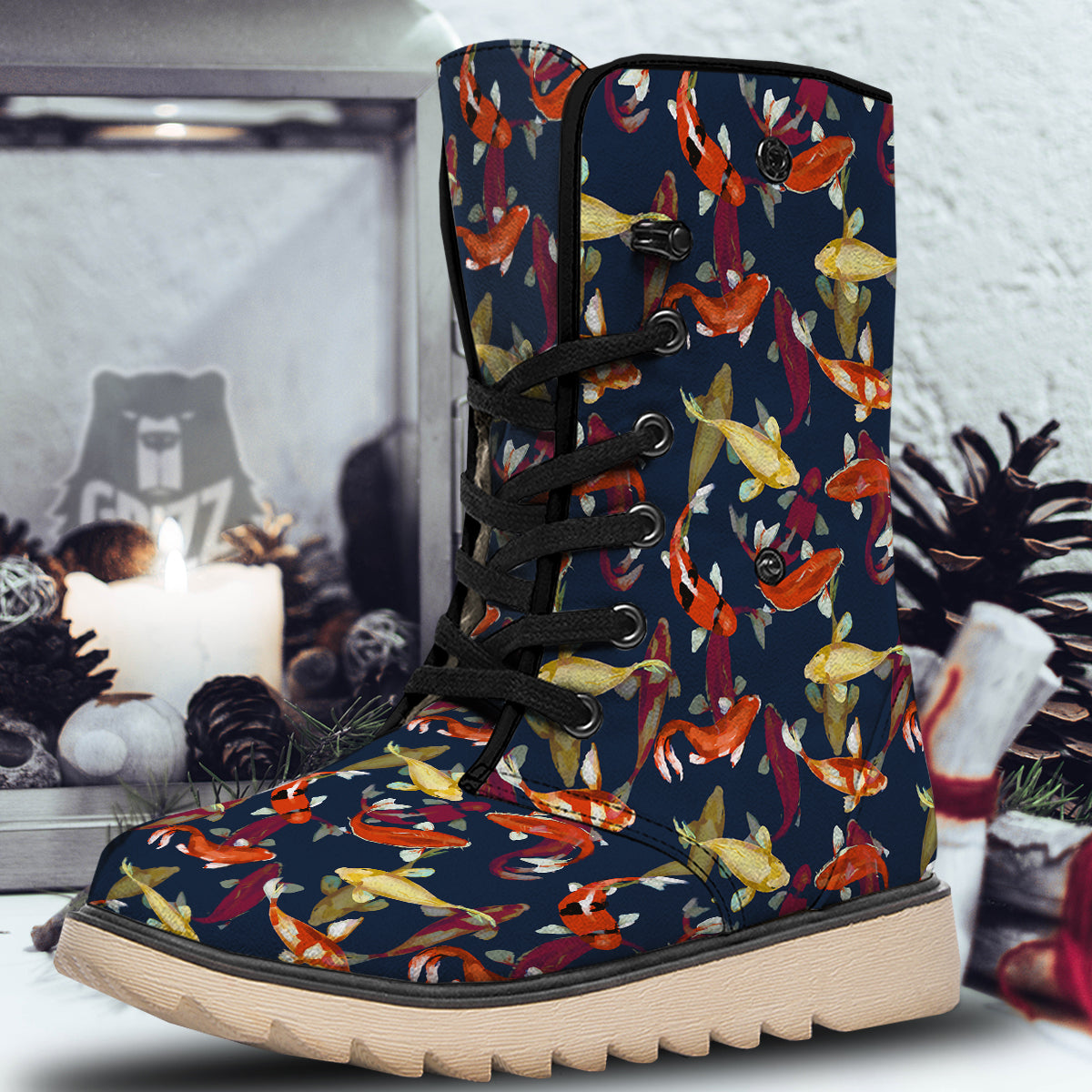 Carp Fish Koi Watercolor Print Pattern Snow Boots-grizzshop