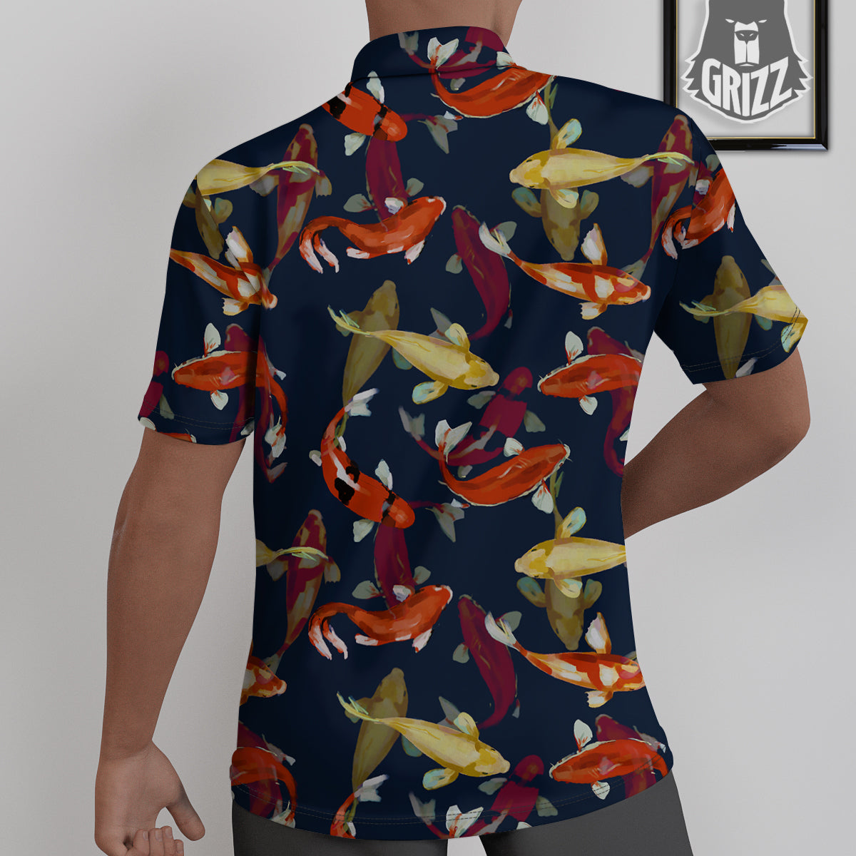 Carp Fish Koi Watercolor Print Pattern Untucked Shirts-grizzshop
