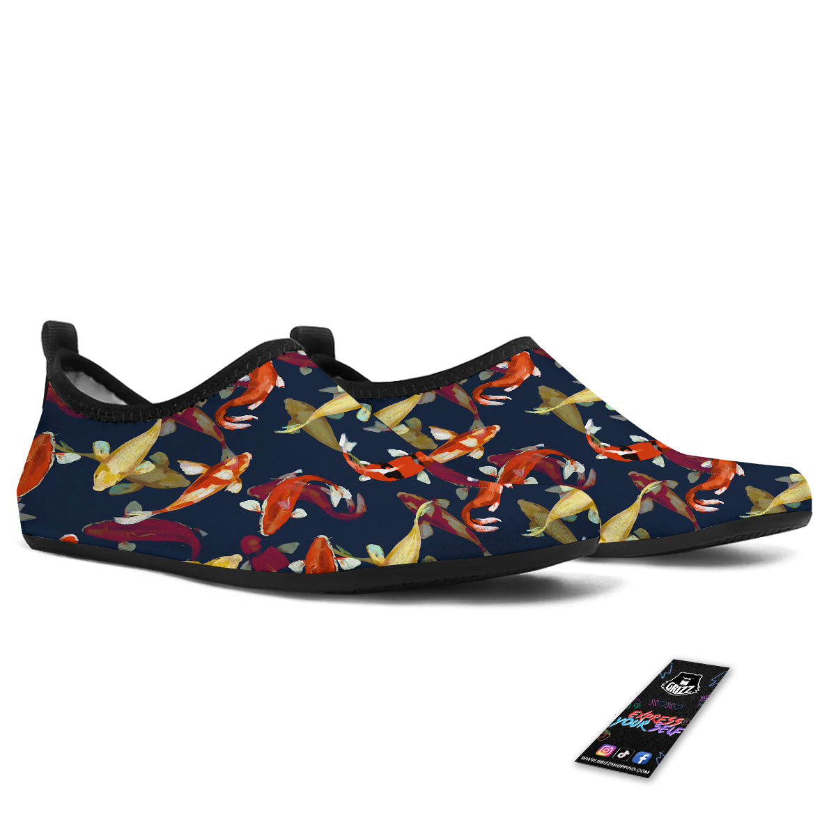 Carp Fish Koi Watercolor Print Pattern Water Shoes-grizzshop