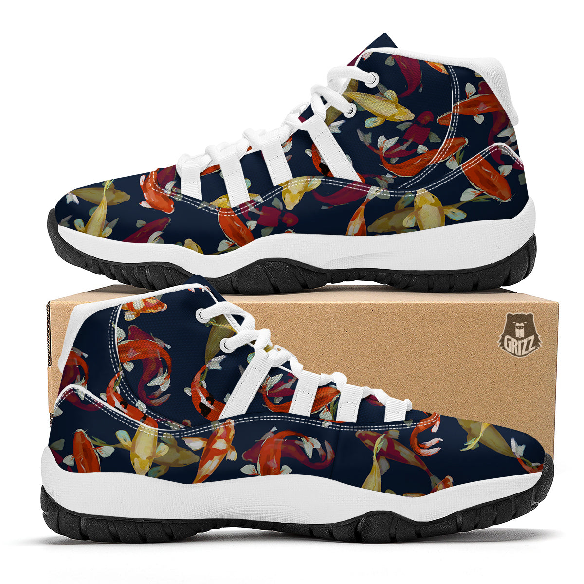 Carp Fish Koi Watercolor Print Pattern White Bball Shoes-grizzshop