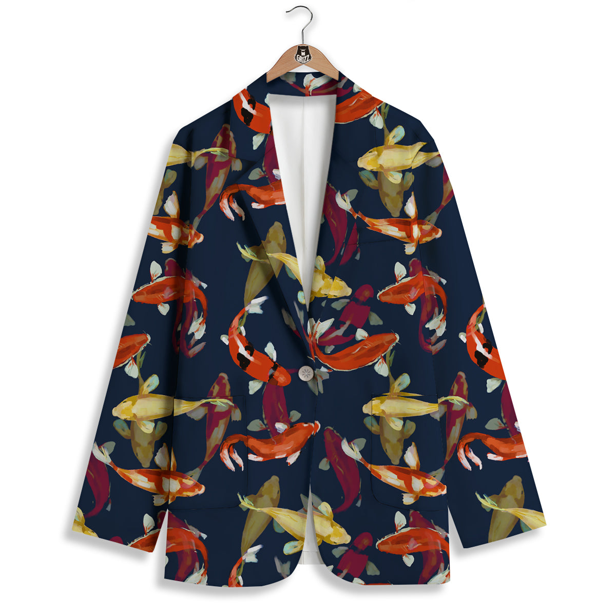 Carp Fish Koi Watercolor Print Pattern Women's Blazer-grizzshop