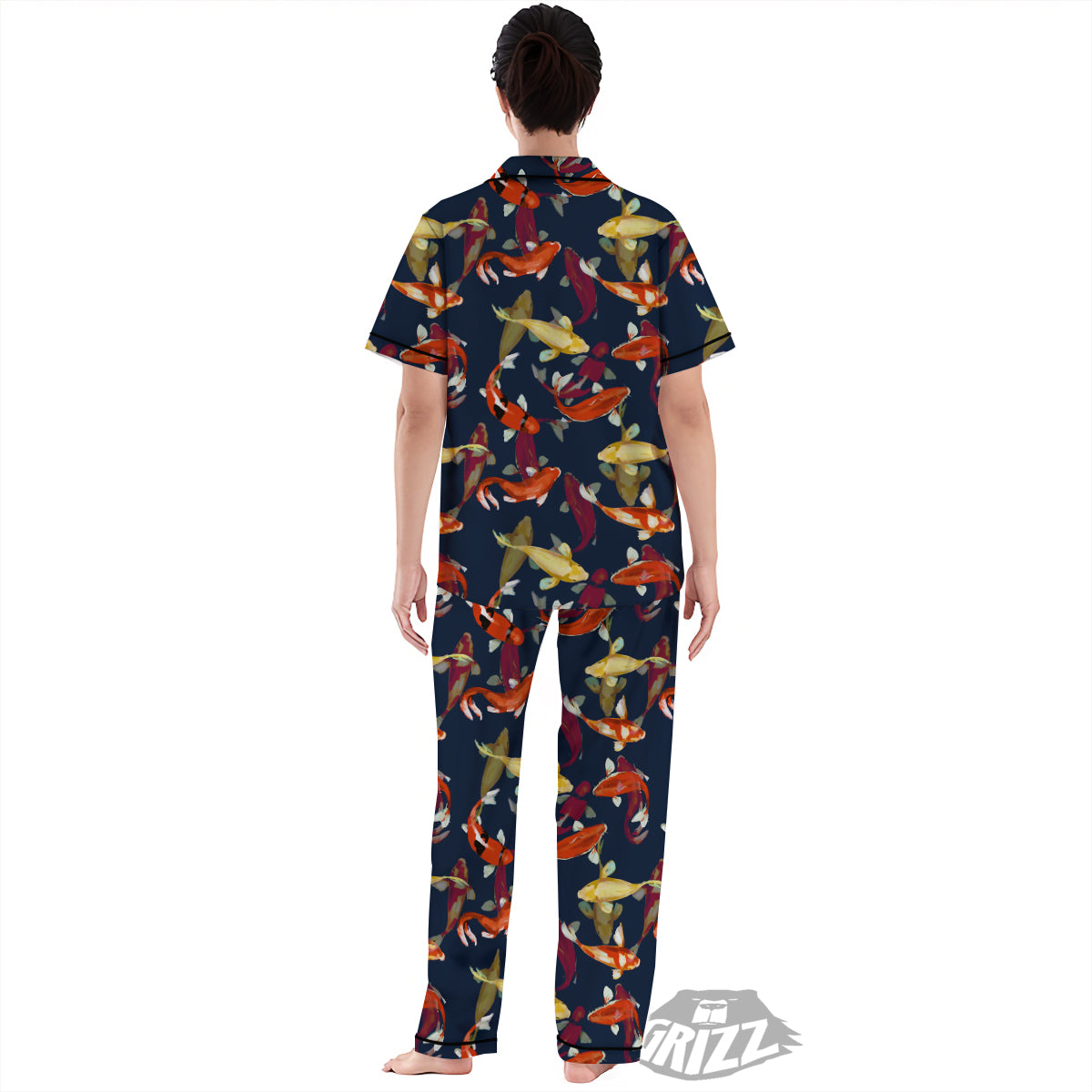 Carp Fish Koi Watercolor Print Pattern Women's Pajamas Set-grizzshop