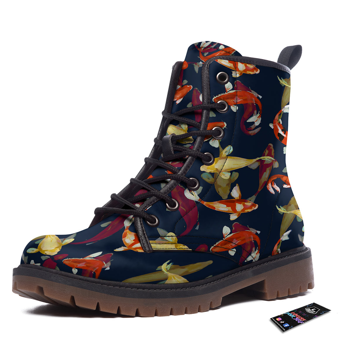 Carp Fish Koi Watercolor Print Pattern Work Boots-grizzshop