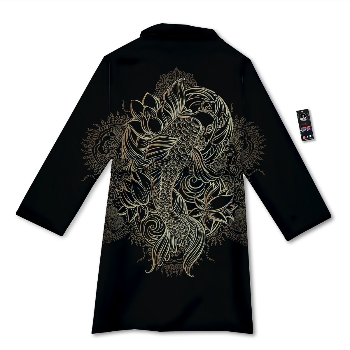 Carp Koi Fish Gold Print Bathrobe-grizzshop