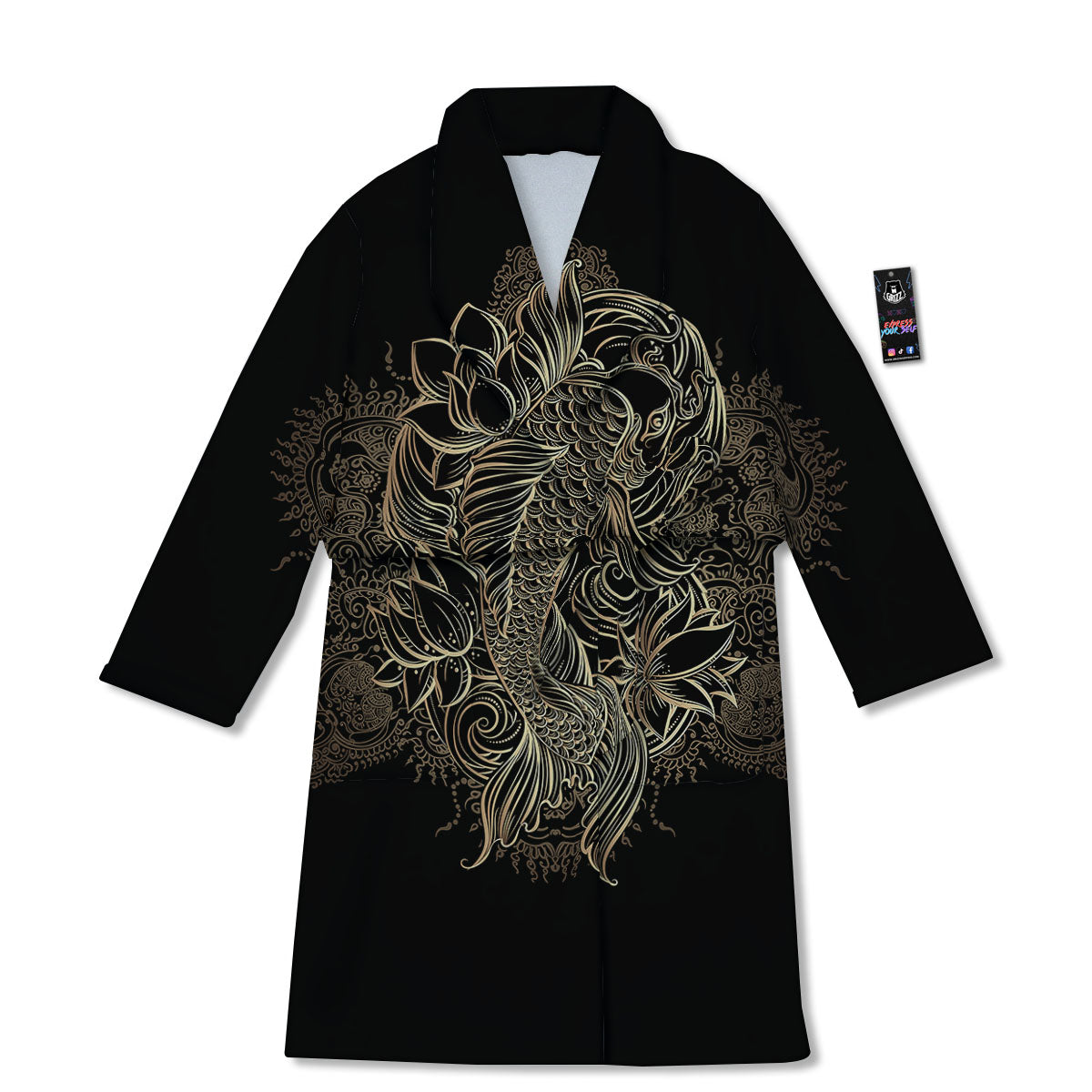 Carp Koi Fish Gold Print Bathrobe-grizzshop