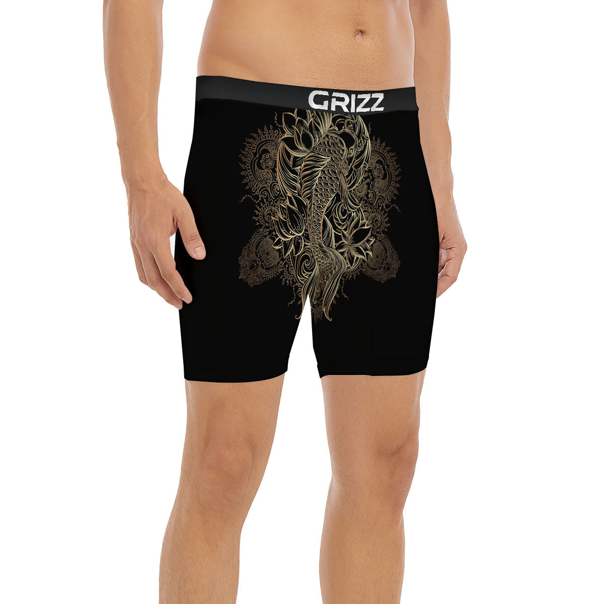 Carp Koi Fish Gold Print Boxer Briefs-grizzshop