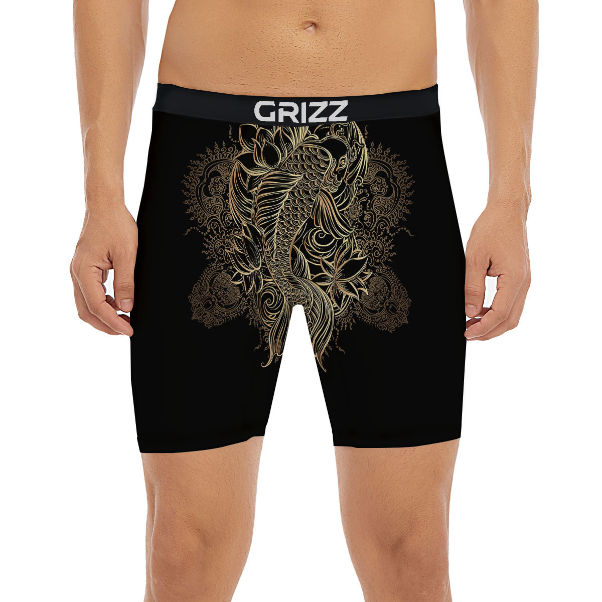 Carp Koi Fish Gold Print Boxer Briefs-grizzshop
