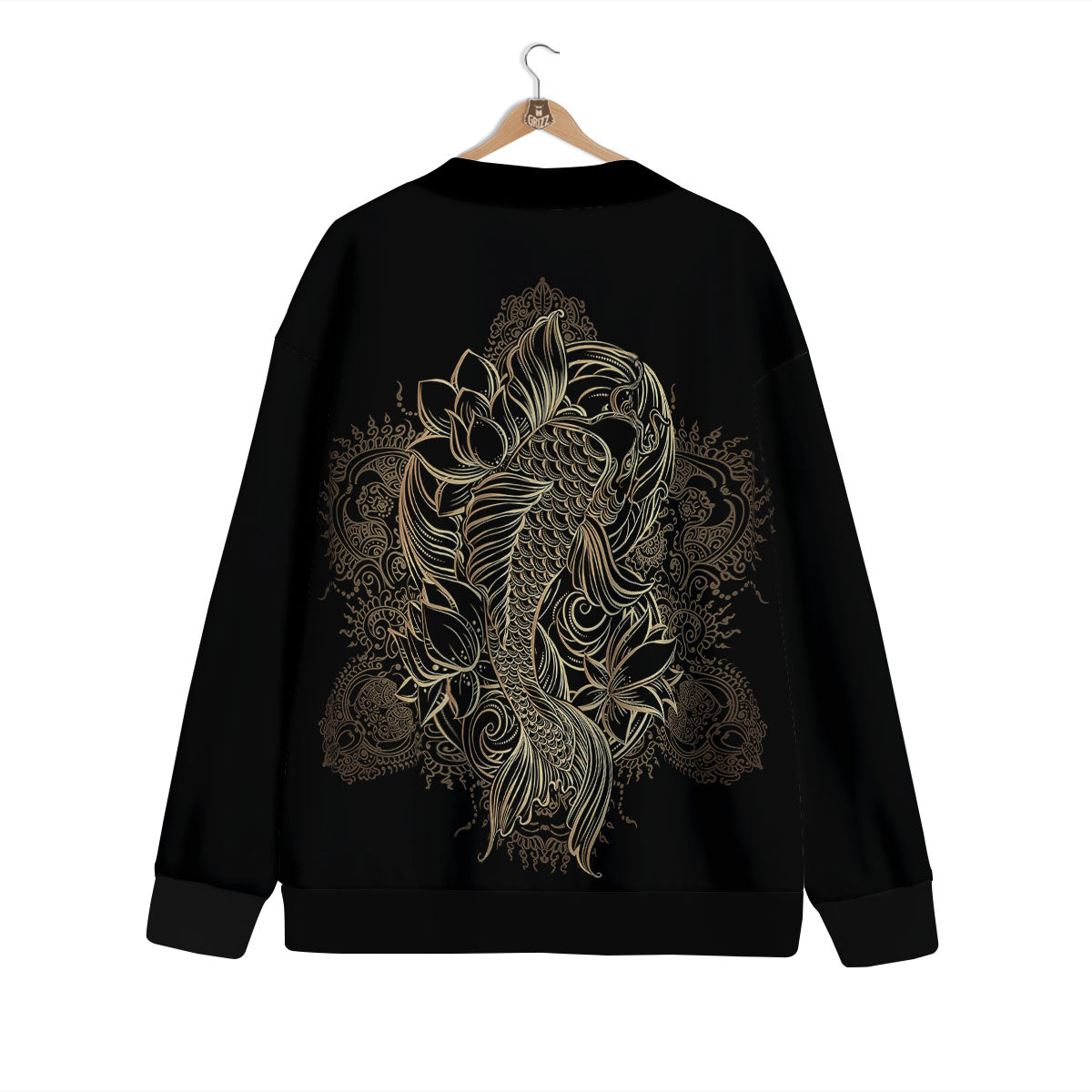 Carp Koi Fish Gold Print Cardigan-grizzshop