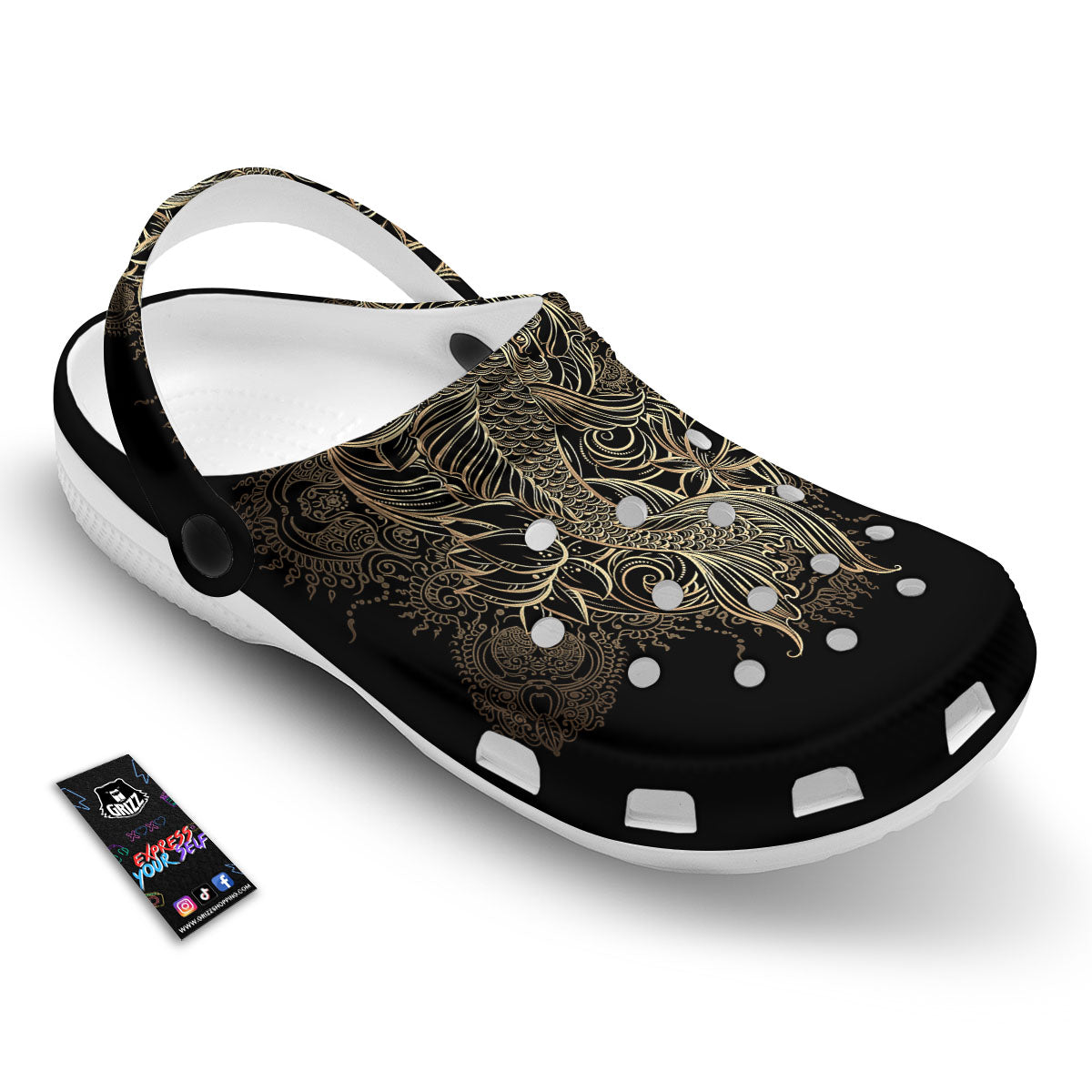 Carp Koi Fish Gold Print Clog-grizzshop