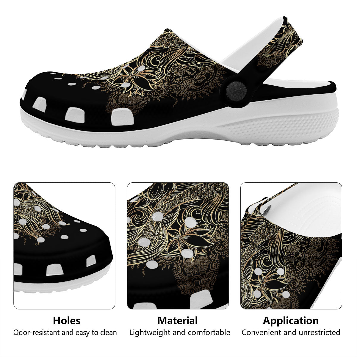 Carp Koi Fish Gold Print Clog-grizzshop