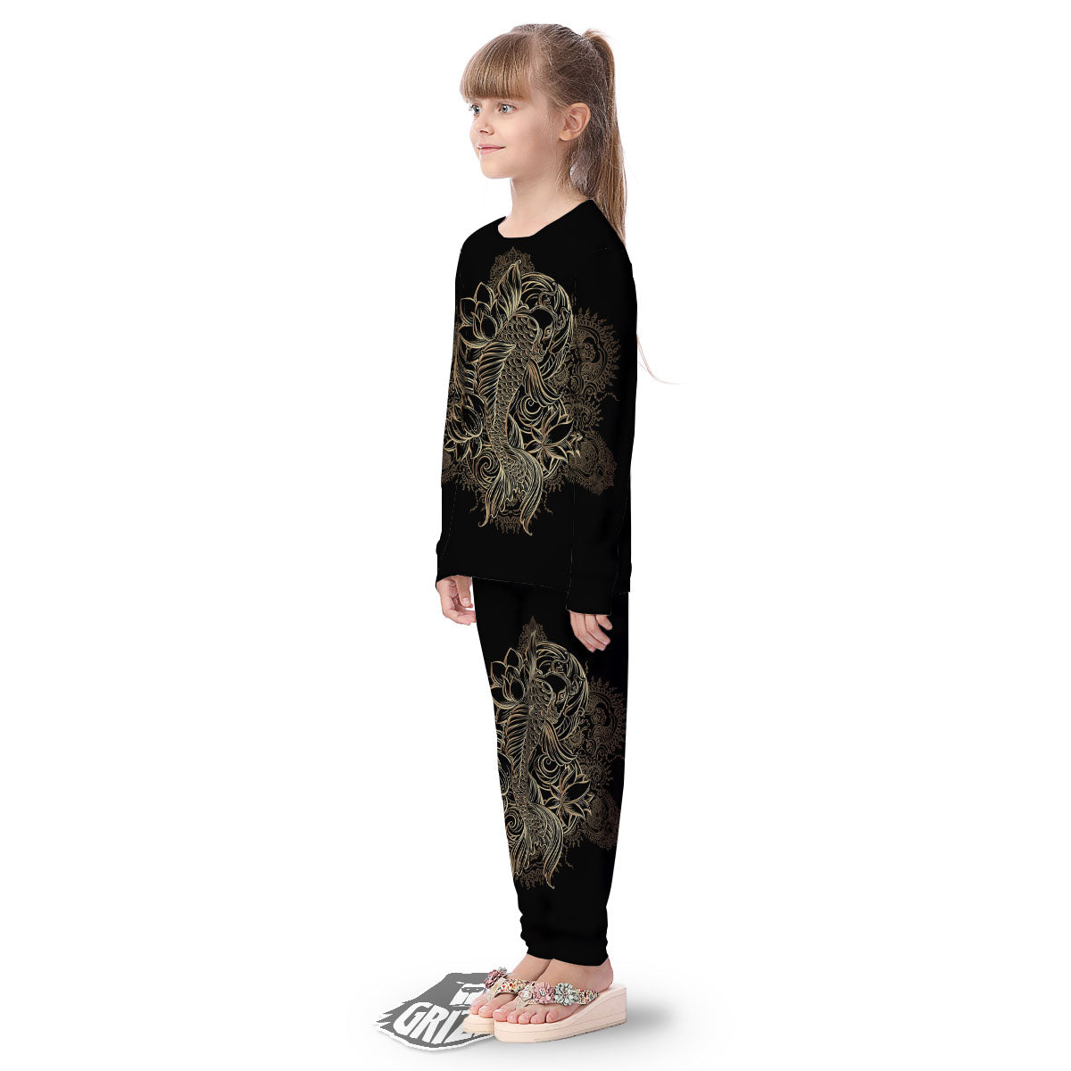 Carp Koi Fish Gold Print Kid's Pajamas-grizzshop
