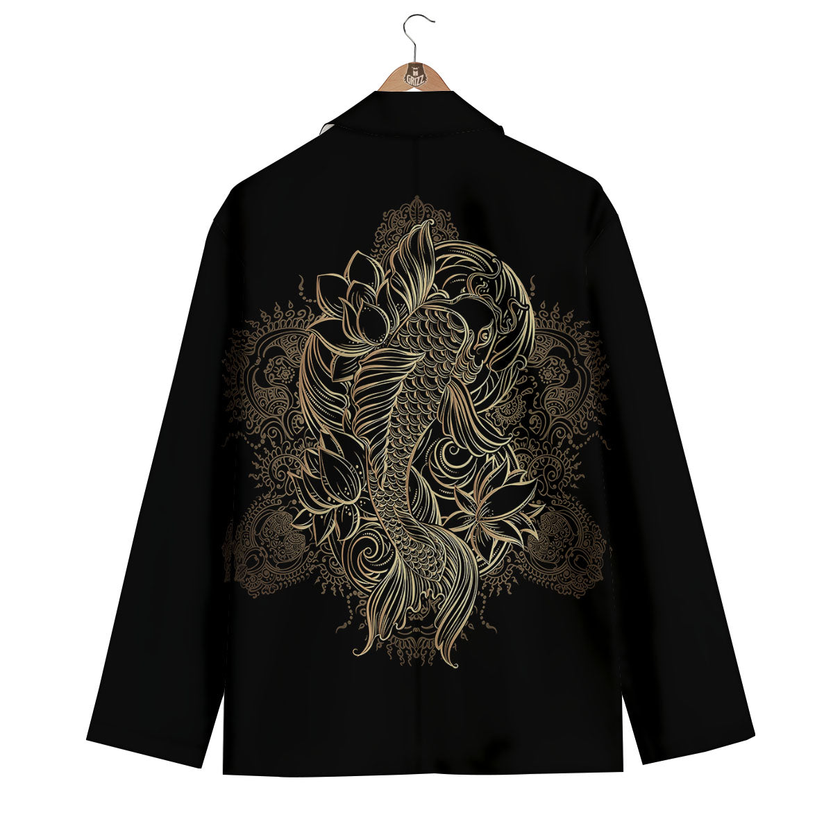 Carp Koi Fish Gold Print Men's Blazer-grizzshop