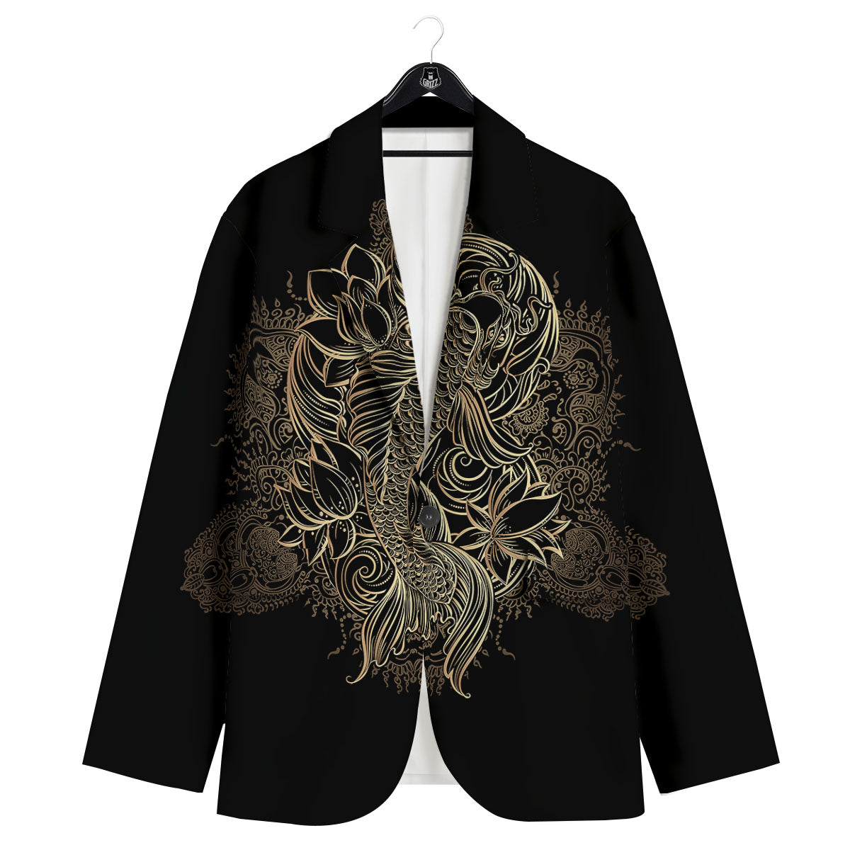Carp Koi Fish Gold Print Men's Sport Coat-grizzshop