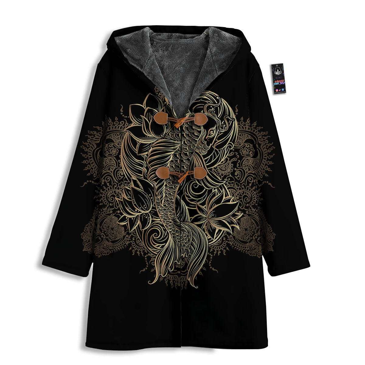 Carp Koi Fish Gold Print Men's Windbreaker Jacket-grizzshop