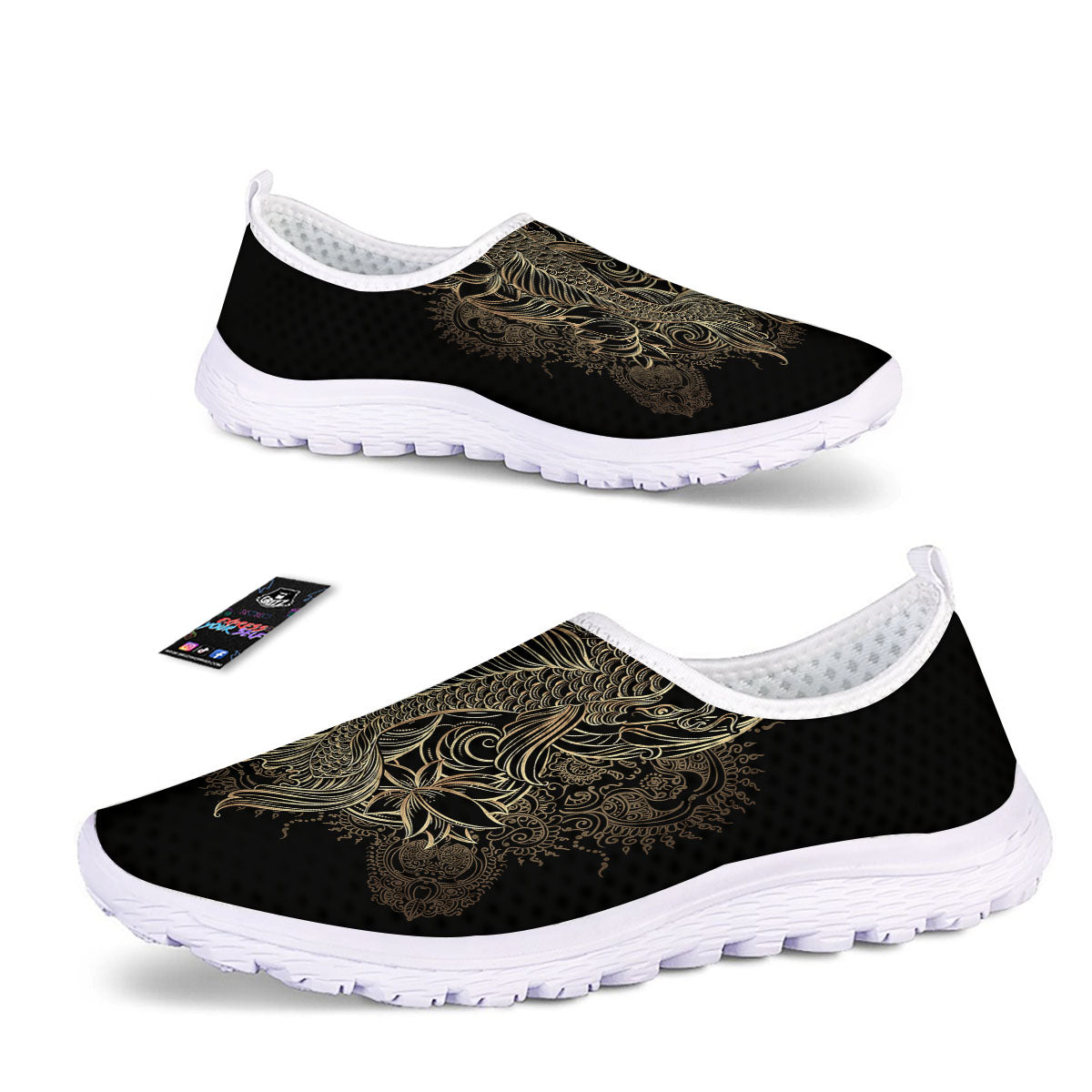 Carp Koi Fish Gold Print Nurse Shoes-grizzshop