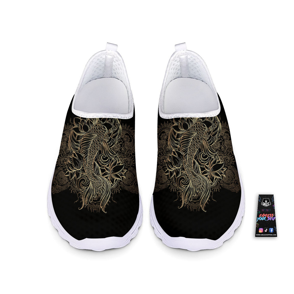 Carp Koi Fish Gold Print Nurse Shoes-grizzshop