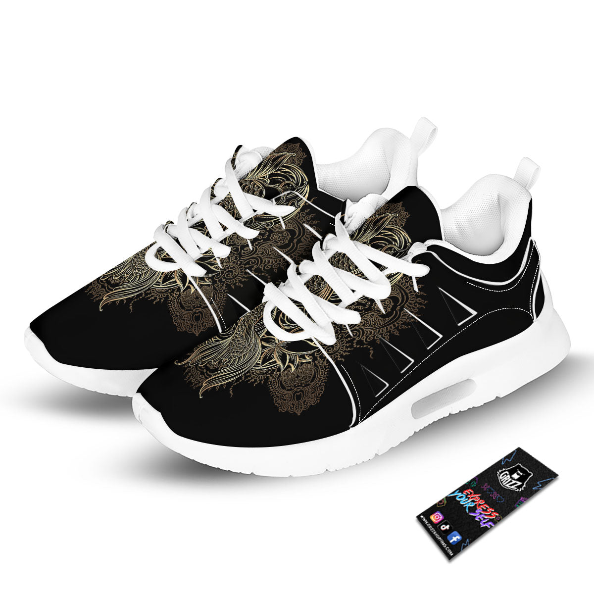 Carp Koi Fish Gold Print Tennis Shoes-grizzshop