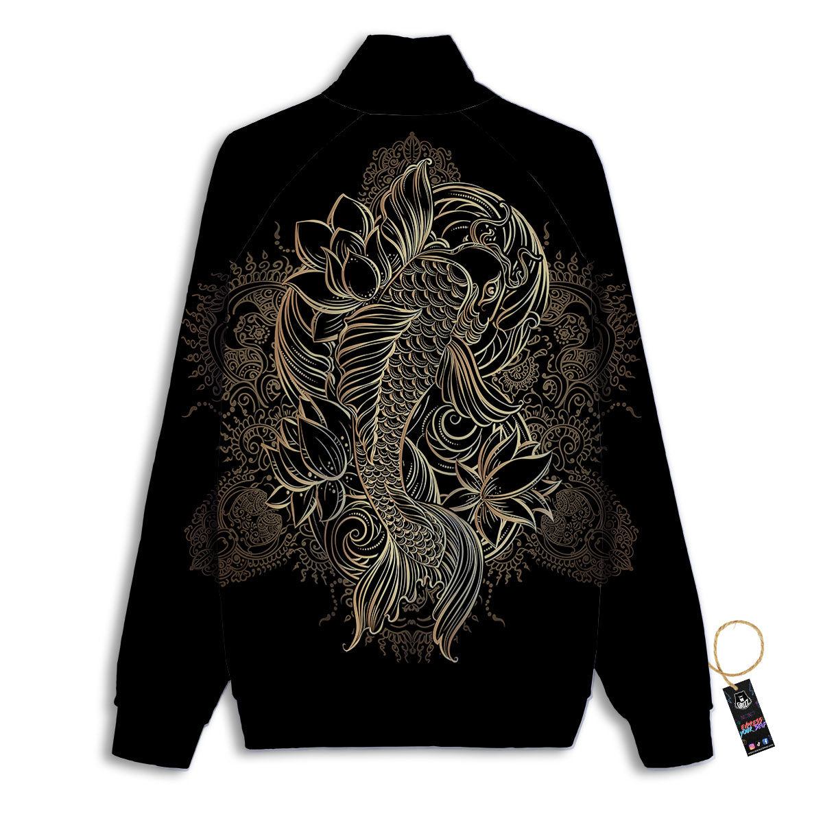 Carp Koi Fish Gold Print Track Jacket-grizzshop
