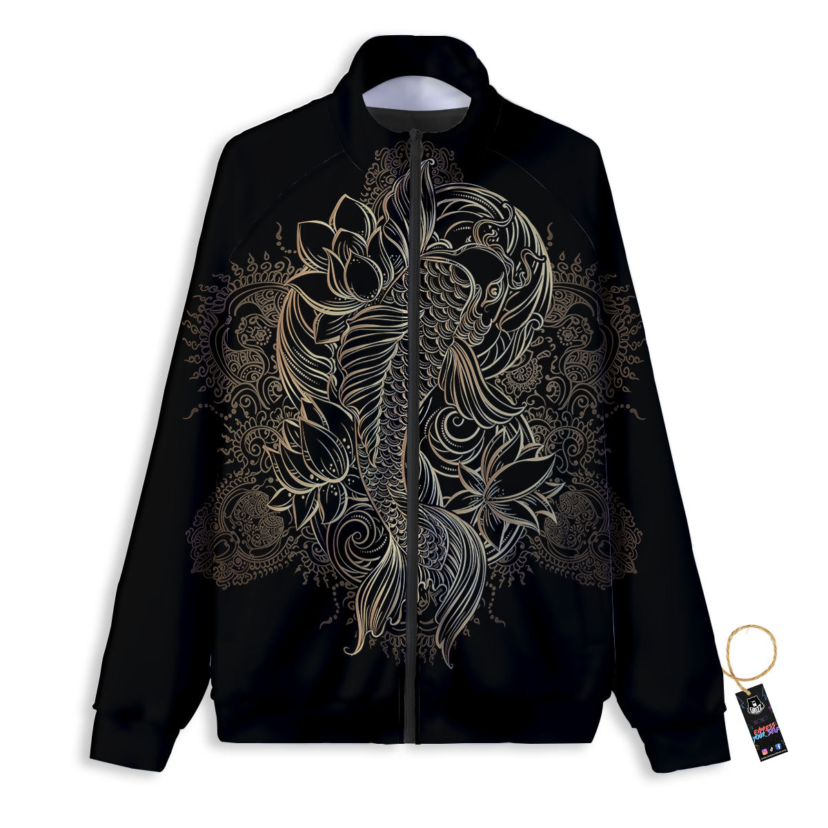 Carp Koi Fish Gold Print Track Jacket-grizzshop