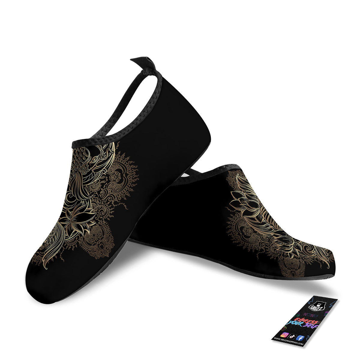 Carp Koi Fish Gold Print Water Shoes-grizzshop