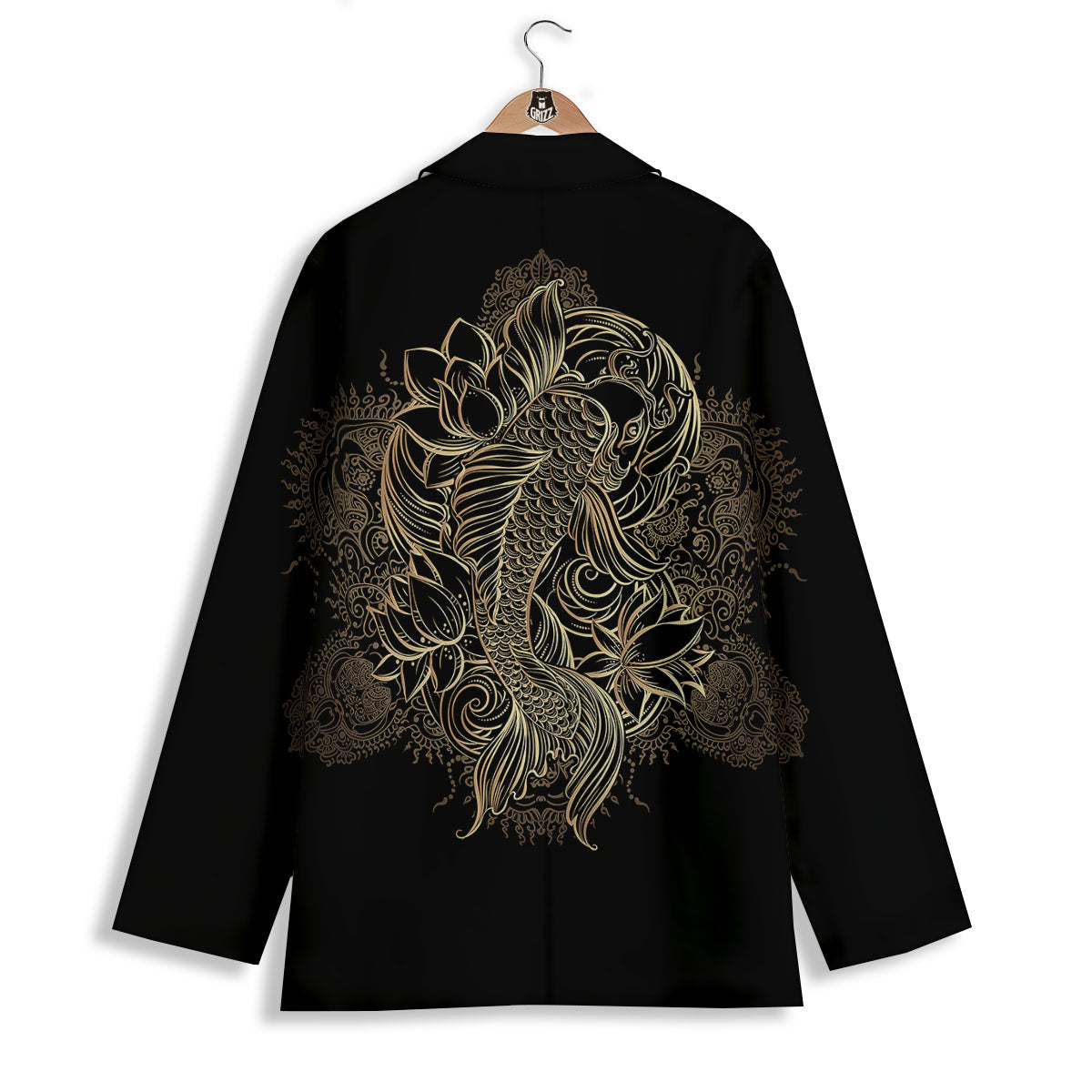 Carp Koi Fish Gold Print Women's Blazer-grizzshop