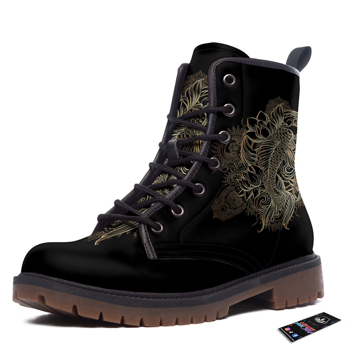 Carp Koi Fish Gold Print Work Boots-grizzshop