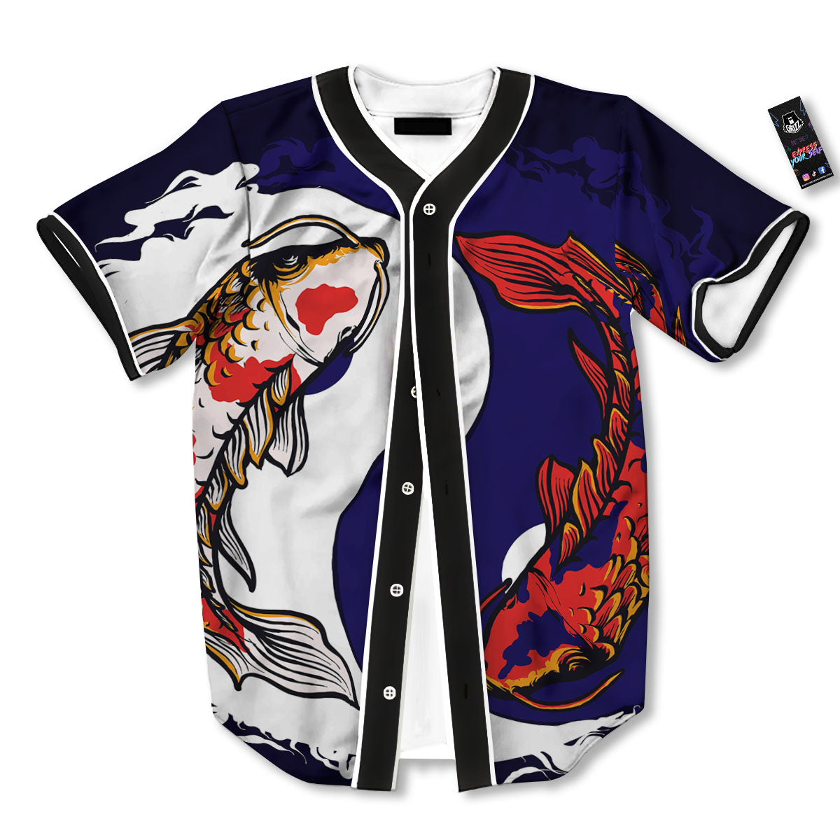 Carp Koi Fish Yin And Yang Print Baseball Jersey-grizzshop