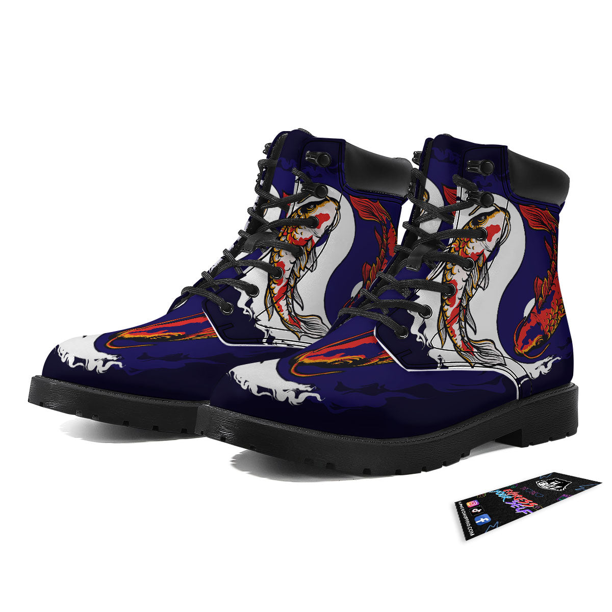 Carp Koi Fish Yin And Yang Print Boots-grizzshop