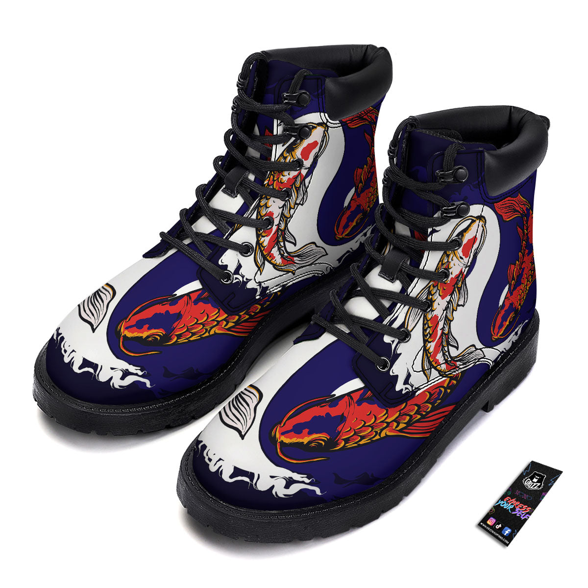 Carp Koi Fish Yin And Yang Print Boots-grizzshop