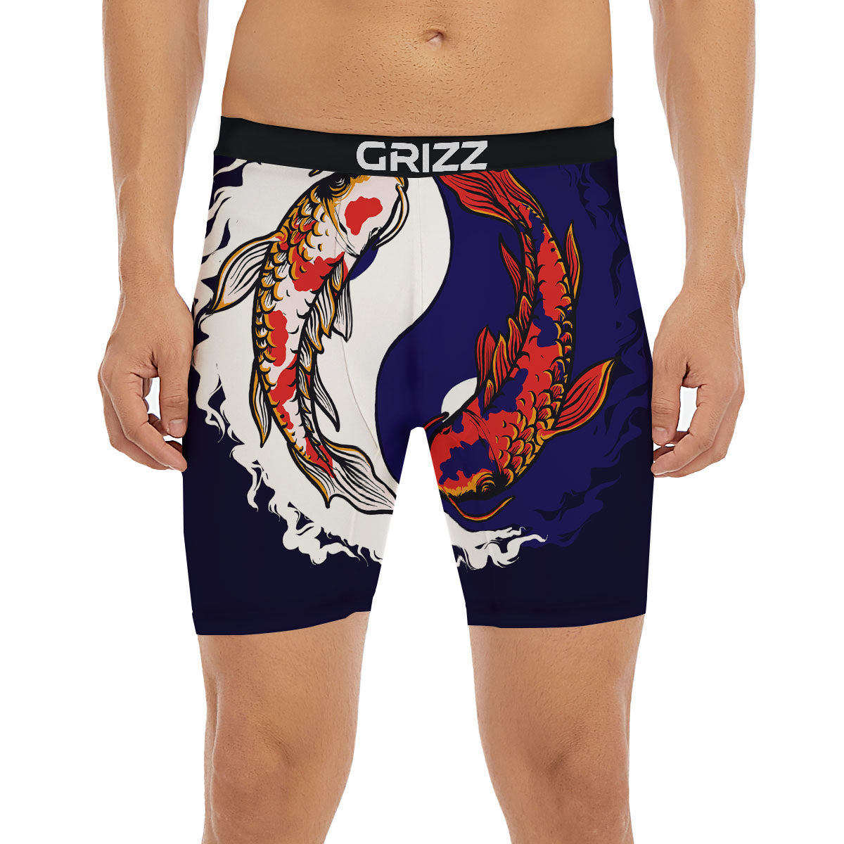 Carp Koi Fish Yin And Yang Print Boxer Briefs-grizzshop