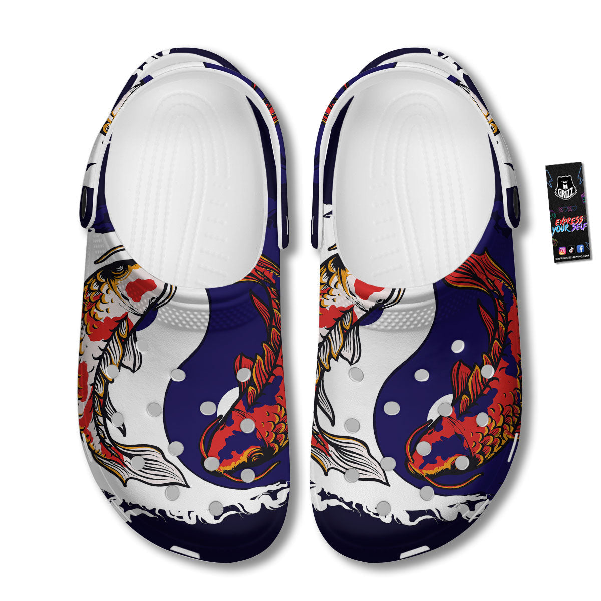 Carp Koi Fish Yin And Yang Print Clog-grizzshop