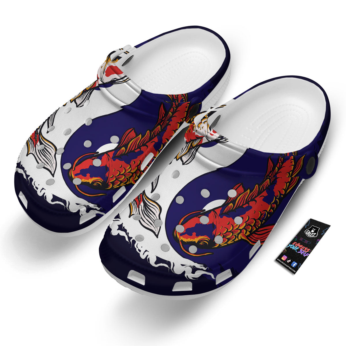 Carp Koi Fish Yin And Yang Print Clog-grizzshop