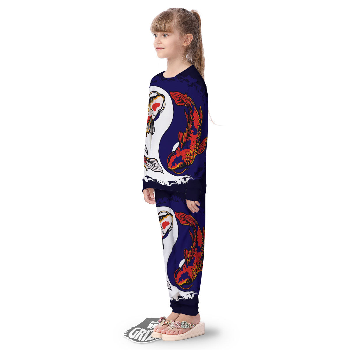 Carp Koi Fish Yin And Yang Print Kid's Pajamas-grizzshop