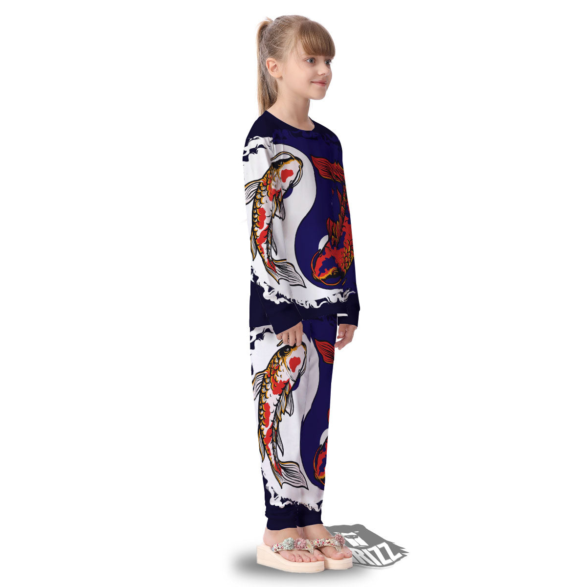 Carp Koi Fish Yin And Yang Print Kid's Pajamas-grizzshop