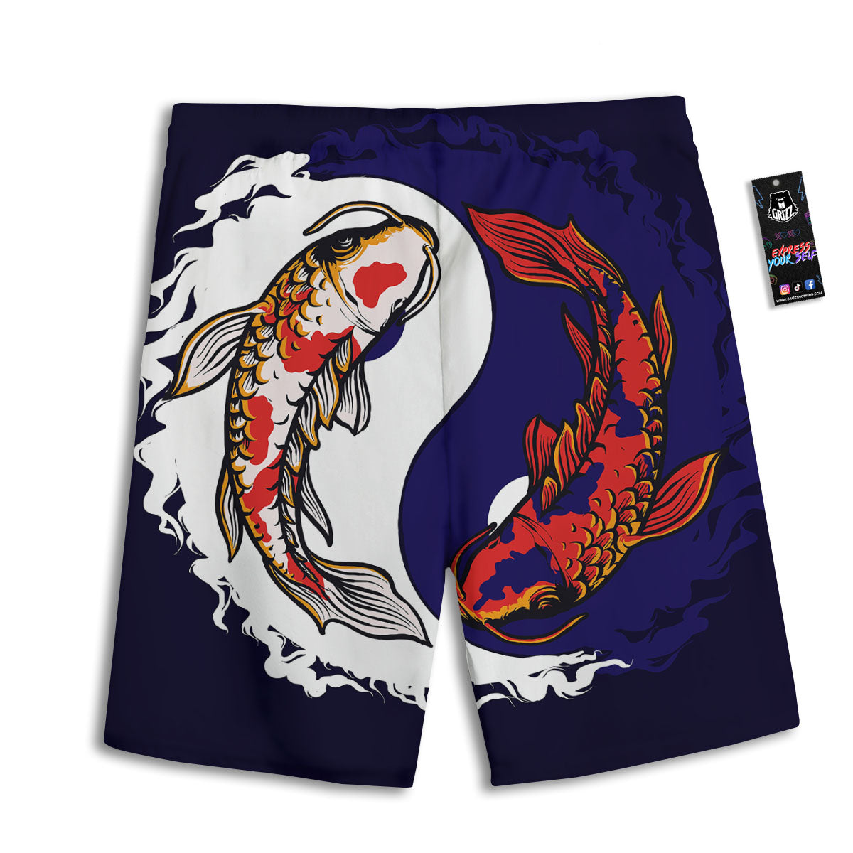 Carp Koi Fish Yin And Yang Print Men's Athletic Shorts