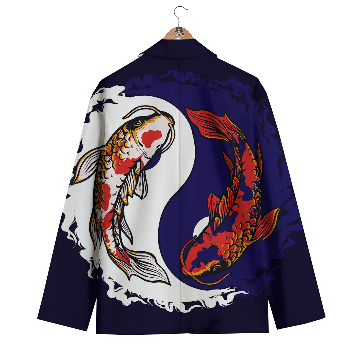 Carp Koi Fish Yin And Yang Print Men's Blazer-grizzshop