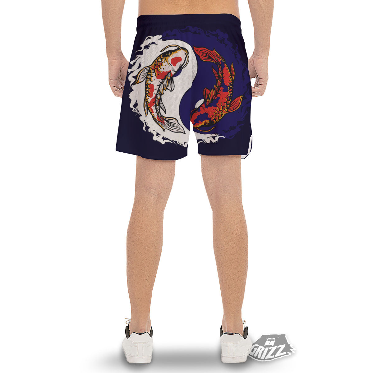 Carp Koi Fish Yin And Yang Print Men's Gym Shorts-grizzshop