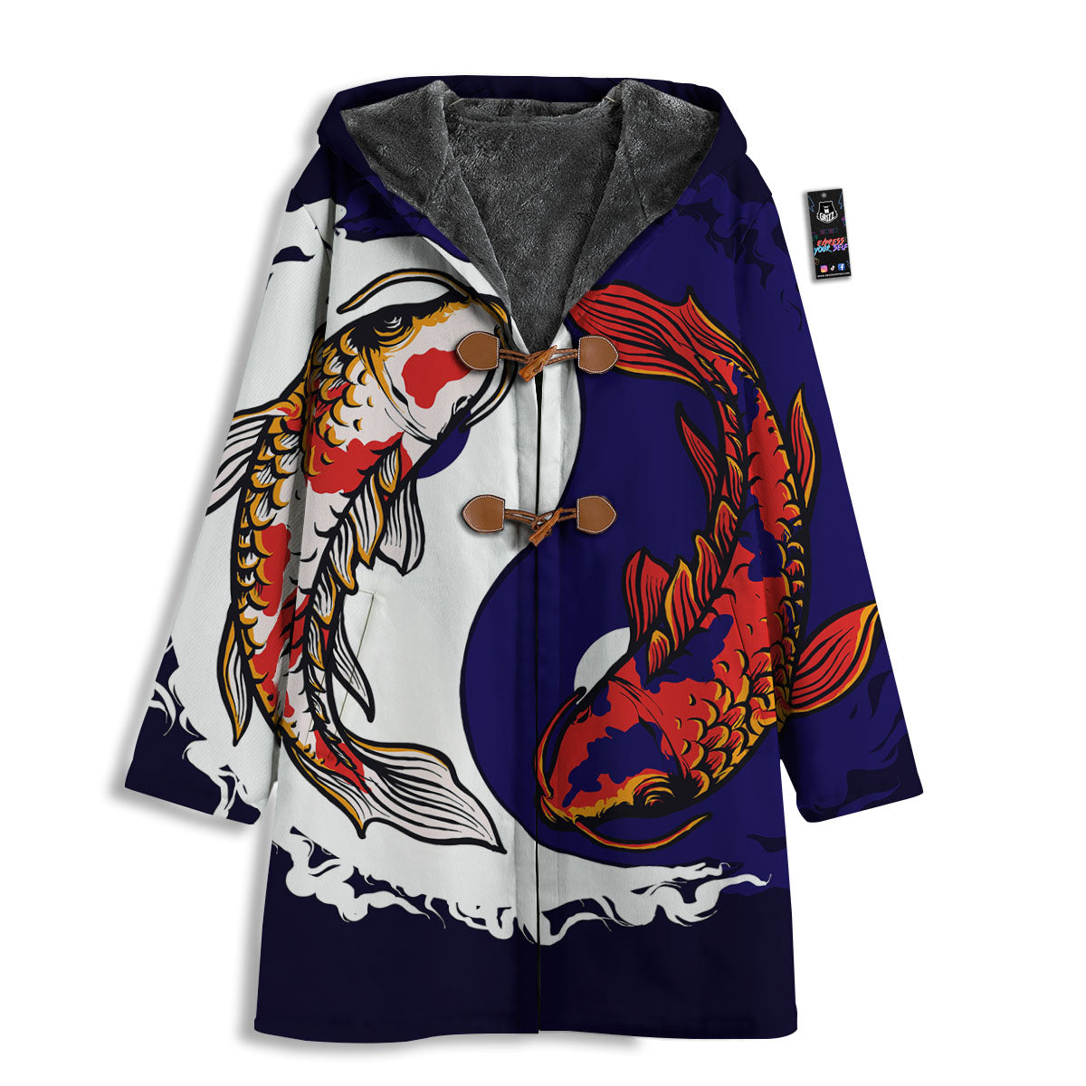 Carp Koi Fish Yin And Yang Print Men's Windbreaker Jacket-grizzshop