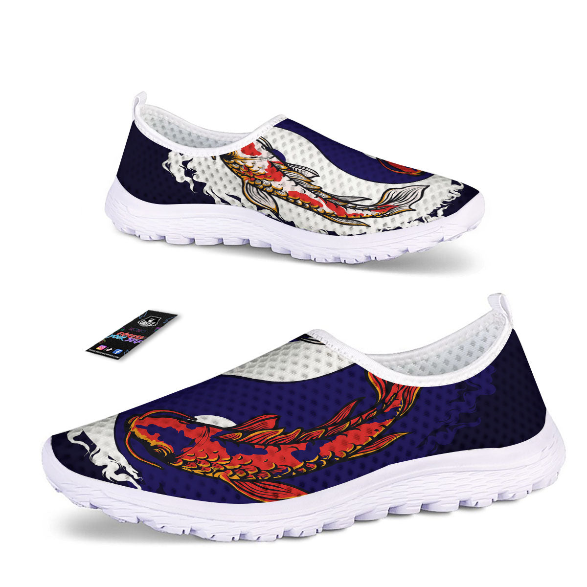Carp Koi Fish Yin And Yang Print Nurse Shoes-grizzshop