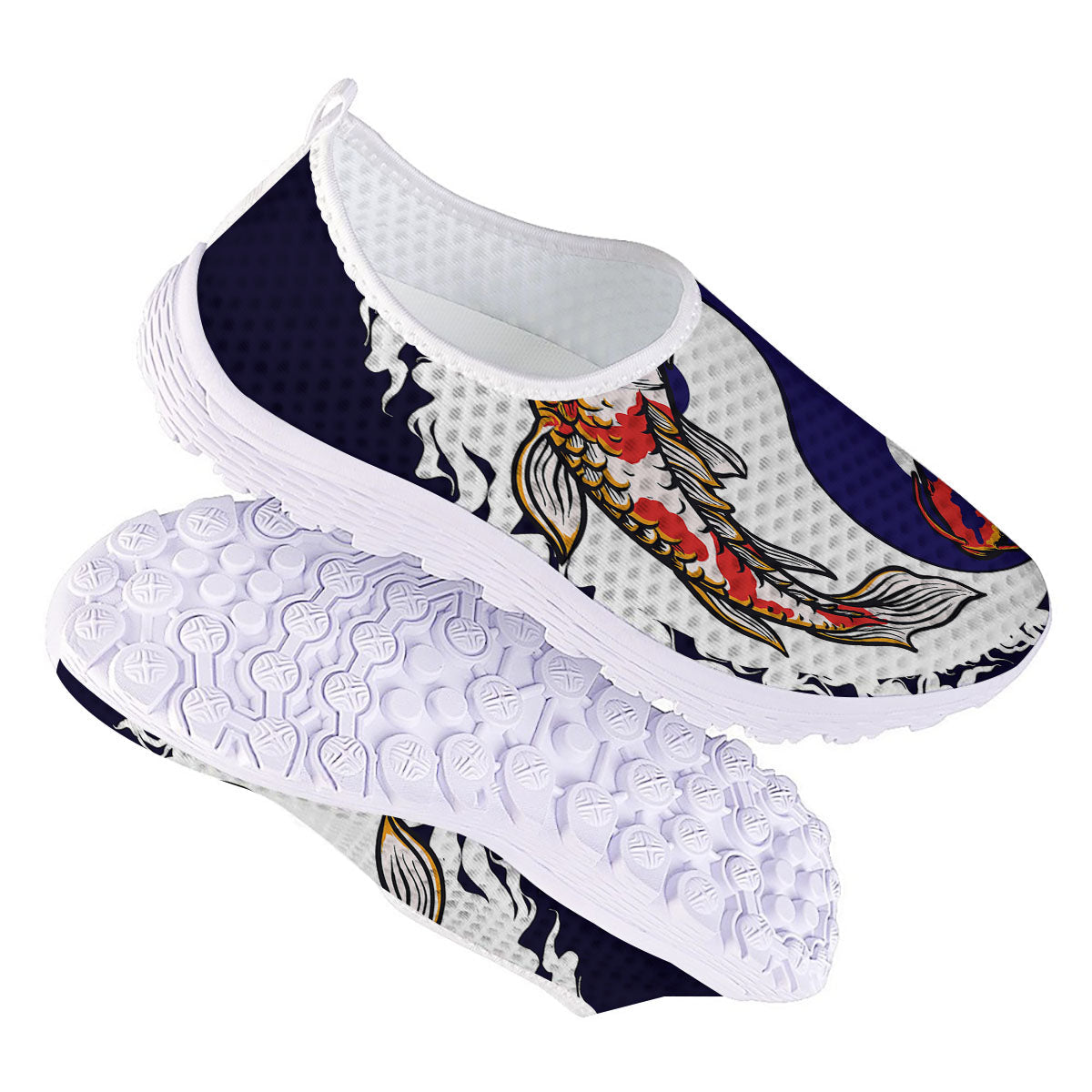 Carp Koi Fish Yin And Yang Print Nurse Shoes-grizzshop