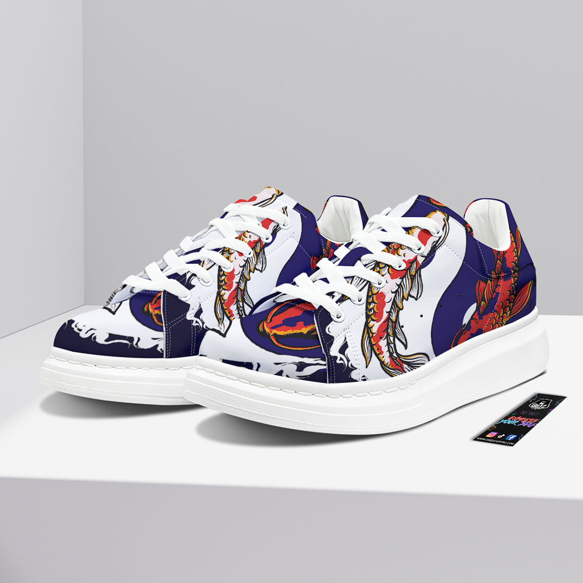Carp Koi Fish Yin And Yang Print Platform Shoes-grizzshop