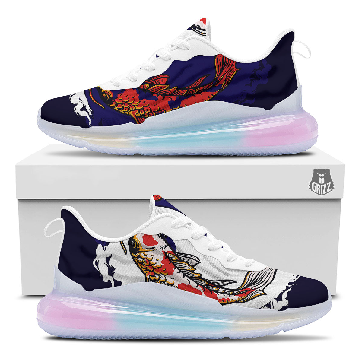 Carp Koi Fish Yin And Yang Print Running Sneakers-grizzshop
