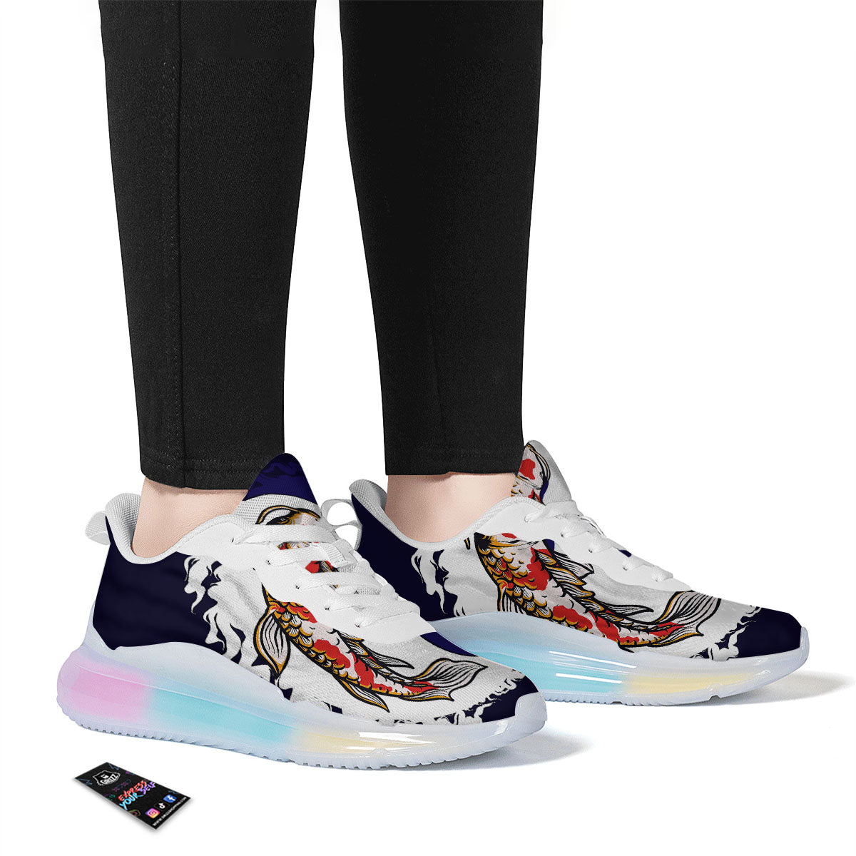 Carp Koi Fish Yin And Yang Print Running Sneakers-grizzshop