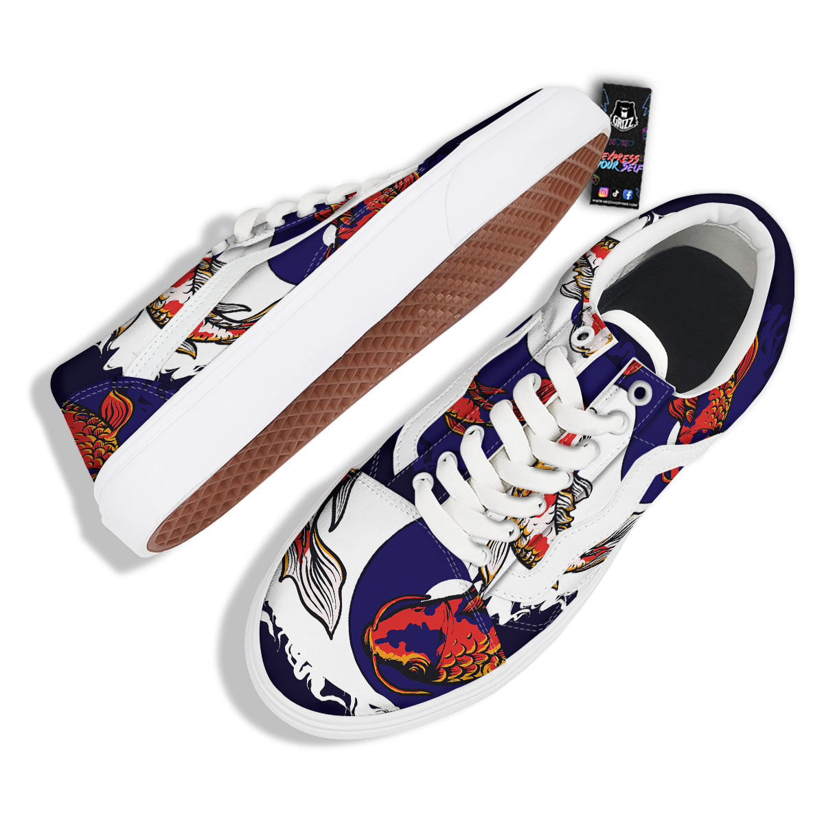 Carp Koi Fish Yin And Yang Print Skate Shoes-grizzshop