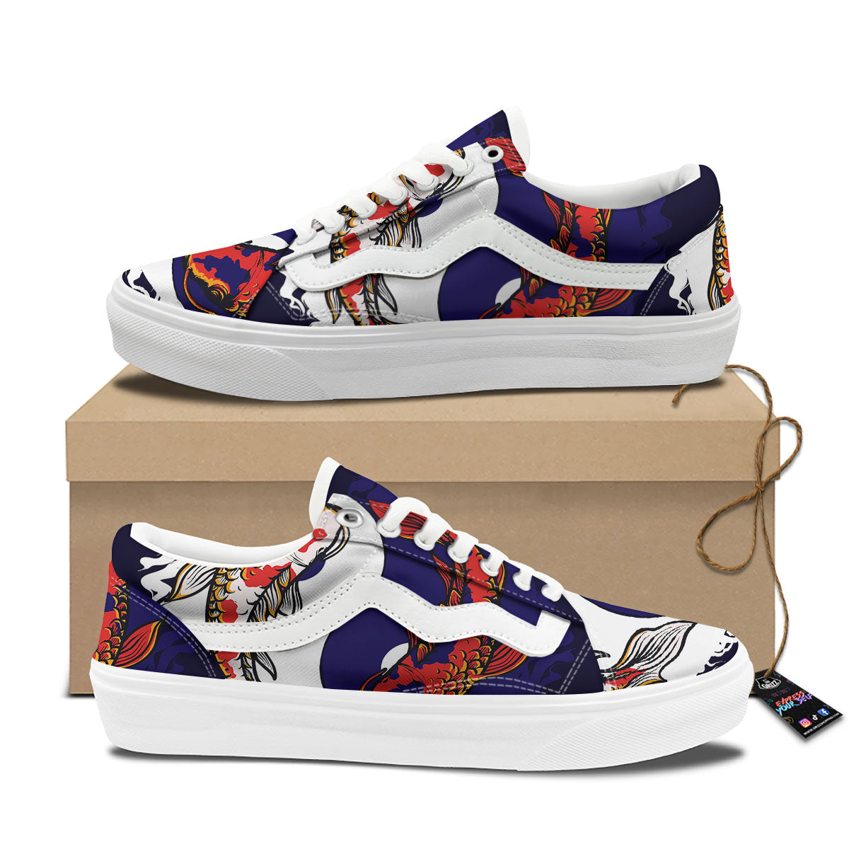 Carp Koi Fish Yin And Yang Print Skate Shoes-grizzshop