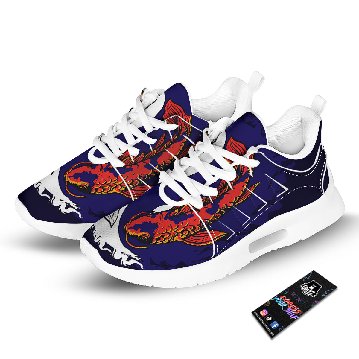 Carp Koi Fish Yin And Yang Print Tennis Shoes-grizzshop