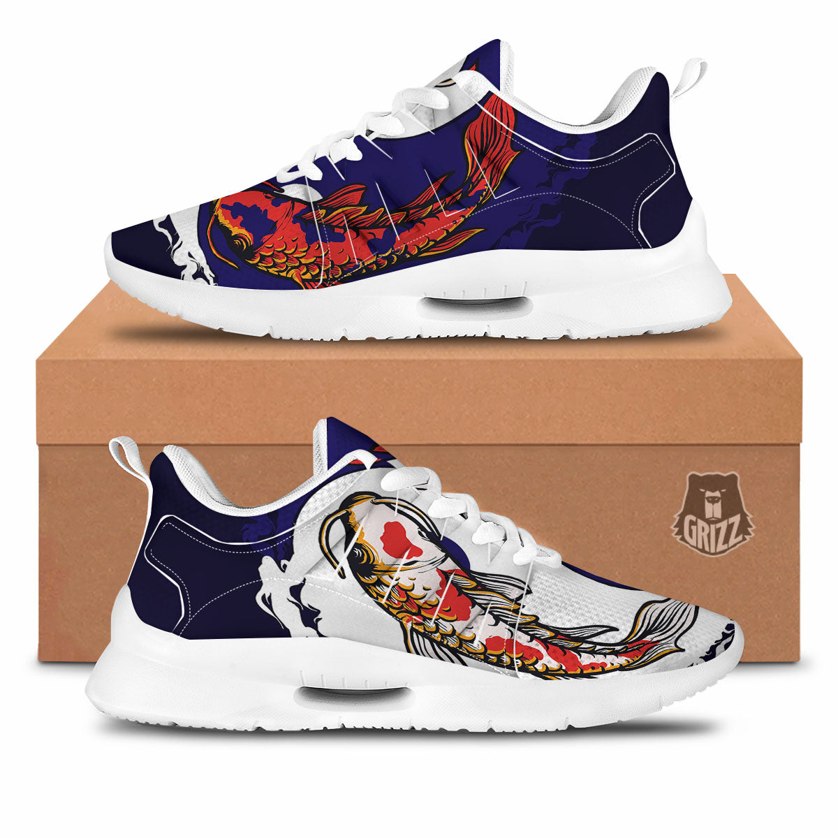 Carp Koi Fish Yin And Yang Print Tennis Shoes-grizzshop